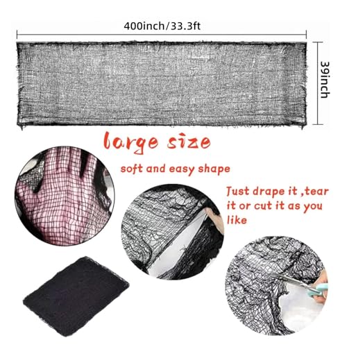 Large Black Creepy Cloth for Halloween Decorations - 400 x 39 in
