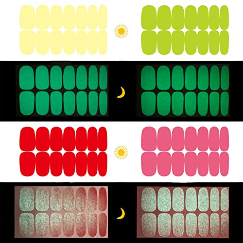 JERCLITY 12 Sheets Luminous Full Wrap Nail Polish Strips & Nail File Kit