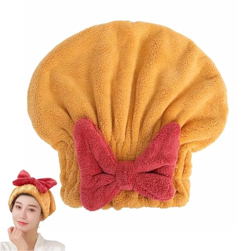 Yellow Microfiber Hair Towel Wrap for Women Quick Dry Hair Cap