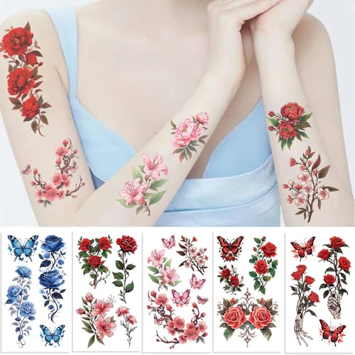 96PCS Flower Temporary Tattoos - Waterproof Stickers for Body Art