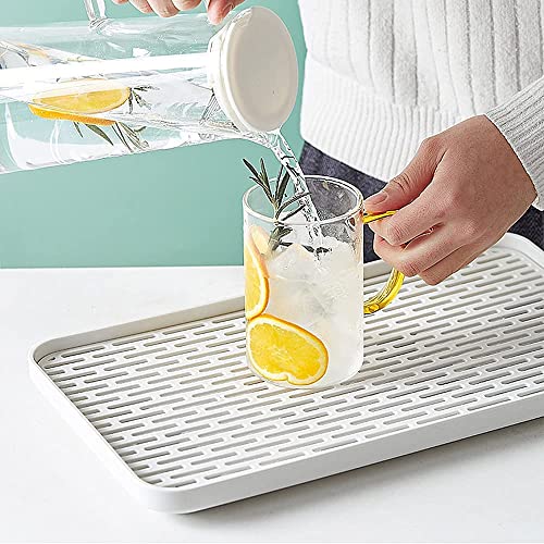 Bonilve 2-Tier Kitchen Sink Drain Rack - White & Grey Drying Mat