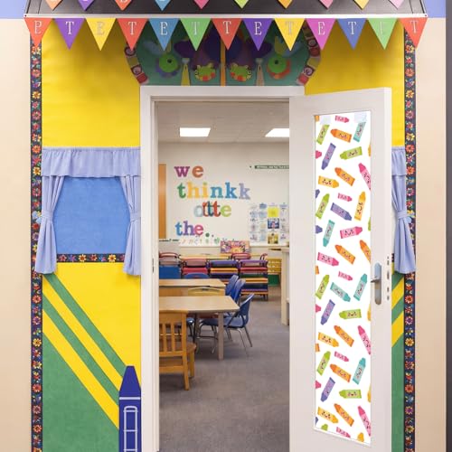 Peryiter Classroom Door Window Cover Curtains - Colorful Crayon Theme Blackout Drapes for Nursery & Office