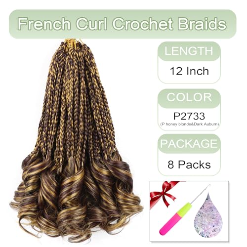 French Curl Braiding Hair Crochet Braids for Black Women - 12 Inch P27/33