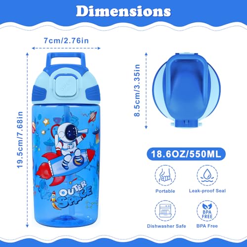 Kids BPA-Free Water Bottle with Straw - 550ml for School & Travel