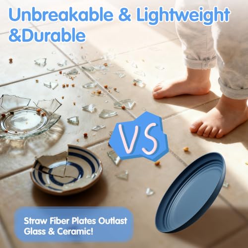 Quatish 10-Piece Reusable Plastic Dinner Plates - 8 Inch, Lightweight & Unbreakable, Dishwasher & Microwave Safe