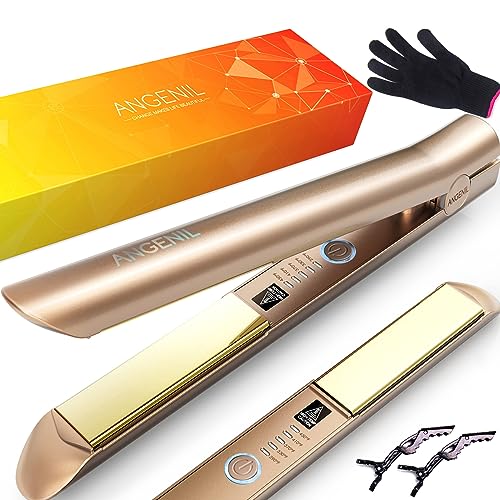 ANGENIL 2-in-1 Nano Titanium Flat Iron & Hair Curler, Dual Voltage