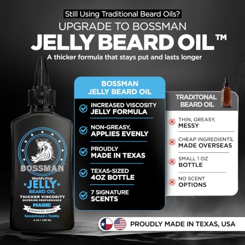 Bossman Magic Beard Oil Jelly 4 oz - Thicker Formula, Texas Made, Nourishing & Scented