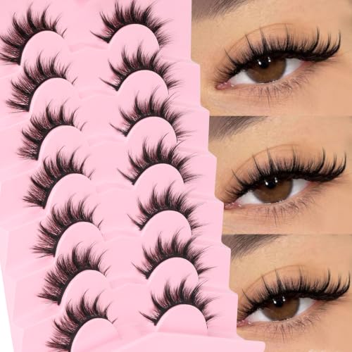 Veleasha Sunny Cat Eye Manga False Eyelashes - Anime Spiky Lashes, Natural Length 7-15mm