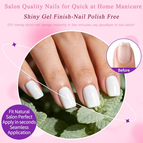 LoveOurHome White Short Square Press On Nails with Glue & Tabs - 168pc