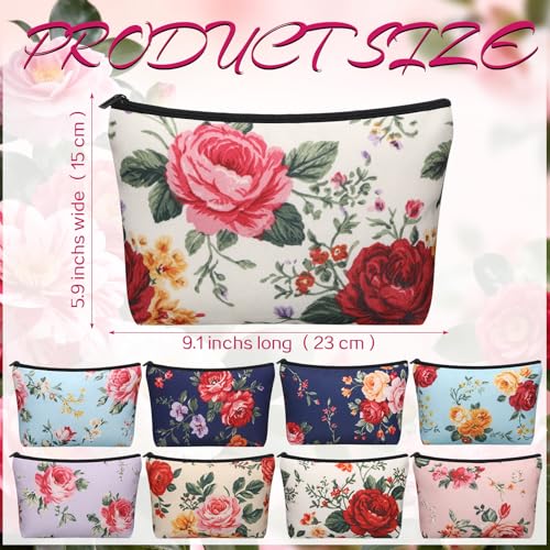 Kacctyen 9-Piece Vintage Floral Cosmetic Bag Set for Travel