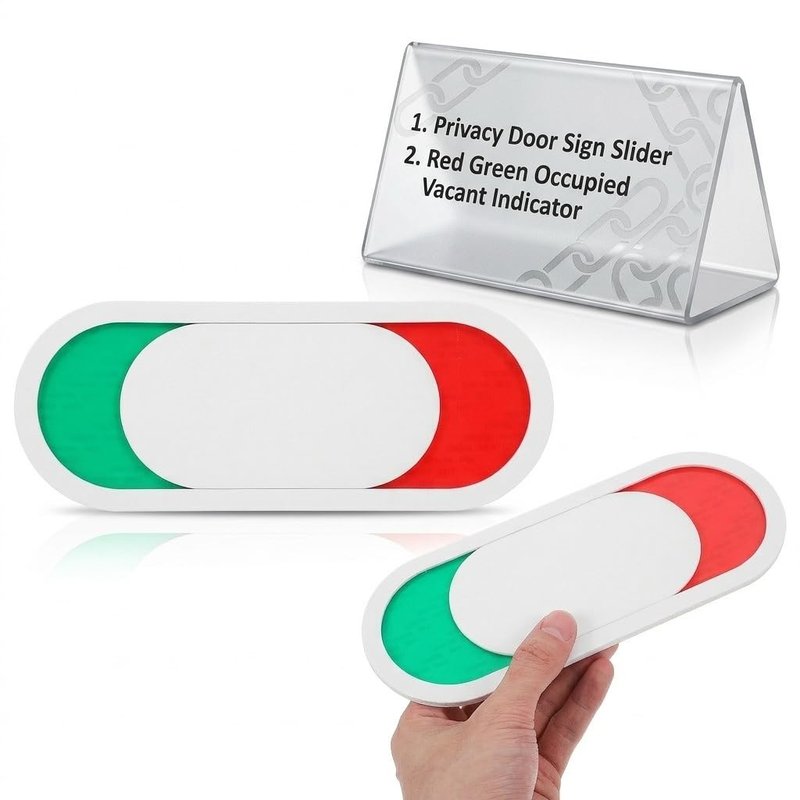 POPETPOP Privacy Door Sign Slider - 10X4 Inch Red Green Occupied Vacant Indicator for Office Bathroom Conference Room Door Status Switching