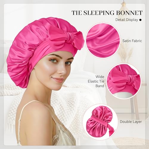 Silk Sleeping Bonnet - Double Layer Satin Hair Cap with Adjustable Tie
