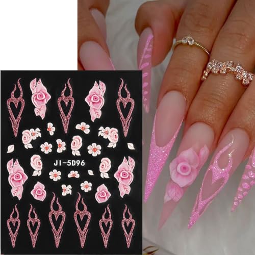 5D White Flower & Butterfly Nail Stickers - Self-Adhesive Decals