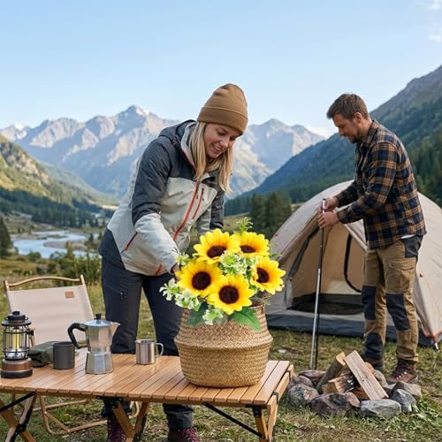 12-Inch Artificial Sunflower Bouquets - Set of 3 Realistic Flowers