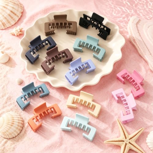 Hat-Friendly Claw Clips for Women - 12 PCS Colorful Hair Clips