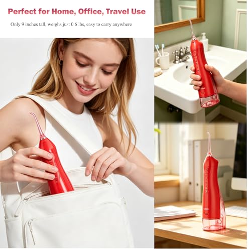 Tovendor Cordless Red Water Flosser - Powerful Dental Oral Irrigator