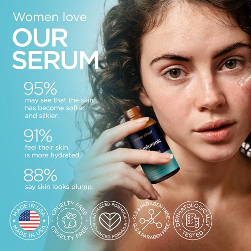 Hyaluronic Acid Serum for Face, Neck & Lips - 1 Oz Hydrating Formula