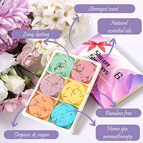 Aromatherapy Shower Steamers 6-Pack - Relaxing Self Care Gifts for Women & Men