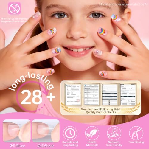 Krofaue Kids Press-On Nails - 240 Pcs Short Clear Fake Nails