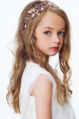 Coucoland Flower Girl Fairy Headpiece - Style2 Gold Crystal Tiara