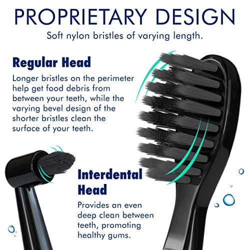 Sonic-FX 4 Pack Black Replacement Electric Toothbrush Heads Soft Charcoal Bristles