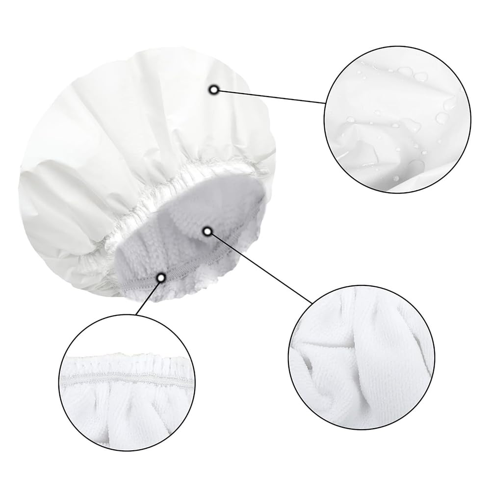 ccHuDE Pink Reusable Shower Cap Waterproof Bathing Bonnet Double Layer Hair Cap Adjustable Showering Cap Bath Hair Hat with Elastic Band for Women Girls