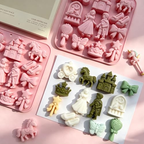 Fairy Tale Princess Silicone Mold - 12 Cavity Castle & Prince Design