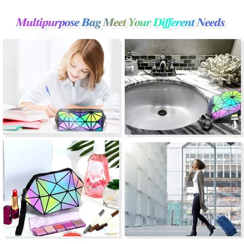 Holographic Makeup Bags Set - 3 Pcs Travel Cosmetic Organizers