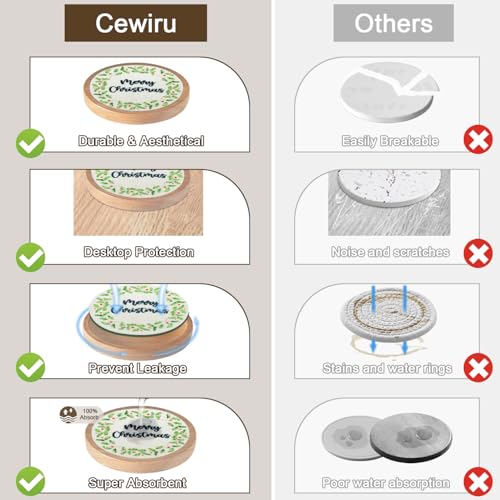 Cewiru 4-Pack Absorbent Coasters with Holder – Modern Drink Mats