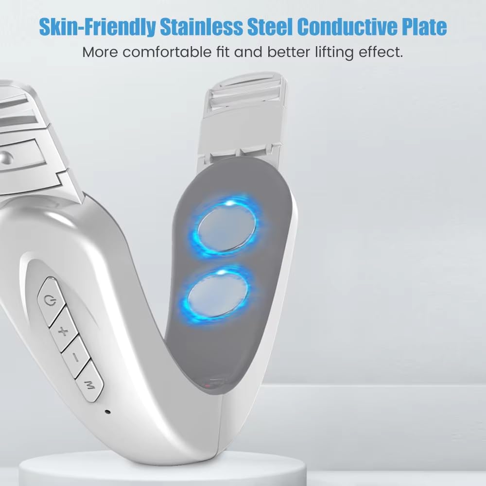 Electric Double Chin Device and V-Face Machine with 6 Modes – Intelligent Face Slimming Massager for Chin Lift, Jawline Definition, V-Face Shaping and Facial Contouring