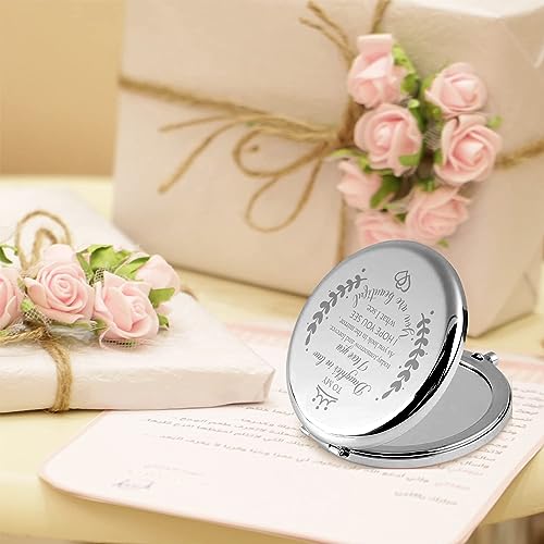 Engraved Daughter in Law Compact Mirror - Silver Gift from Mother in Law