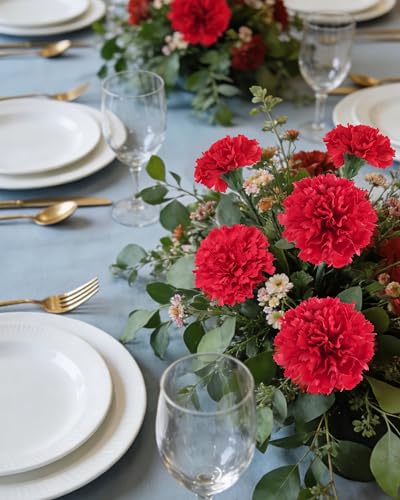 DuHouse 6pcs Artificial Carnation Flowers - Realistic Red Decor