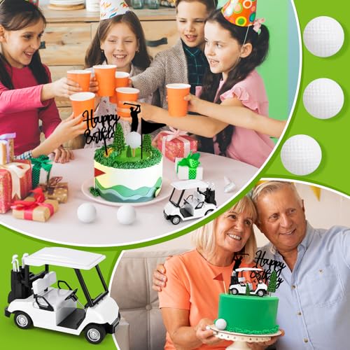 21 Golf Cake Decorations Set - Mini Cart, Balls, Flags & Trees