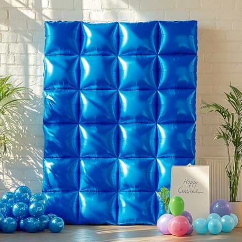 NISOCY 25PCS Blue Square Foil Balloons Wall Backdrop Kit