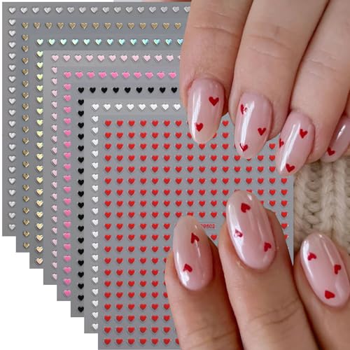 Winter Holiday Heart Nail Stickers Set 8 Sheets Romantic Valentines Manicure Decoration