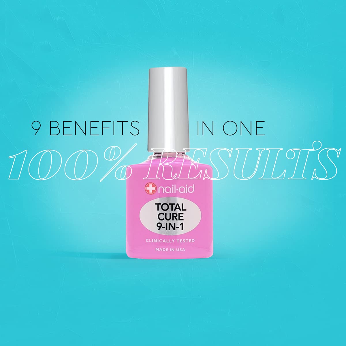 Nail-Aid Total Cure 9 in 1 Nail Treatment - Strengthen & Brighten Brittle Nails | Clear, 0.55 Fl Oz