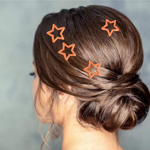 20 Pack Orange Star Hair Clips for Women | Cute Metal Barrettes