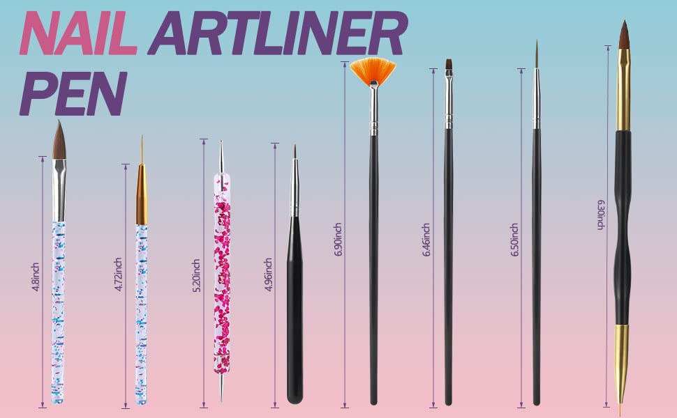 Artdone Nail Art Brush Set - 31 Pcs Professional Tools for Gel Polish Design | Dotting, Striping & Dust Brushes