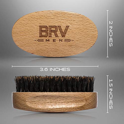 BRV MEN Beard Brush with First-Cut Boar Bristles and Beechwood Handle