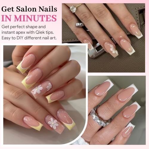 Medium Square Nail Tips - Clear Half Matte Finish, 240 Pcs