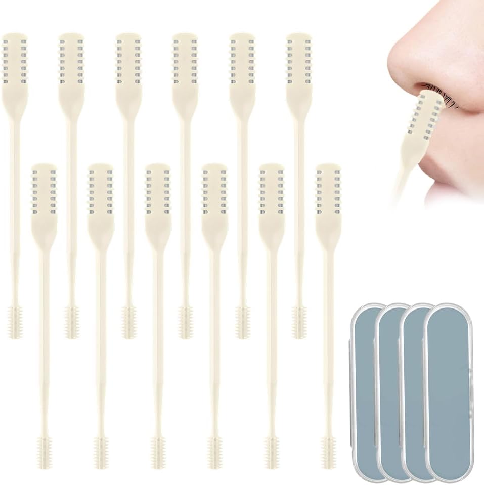 Nasal Hair Remover Tool - 360° Rotating Portable Manual Cutter | Travel Essentials, 3 PCS, Beige