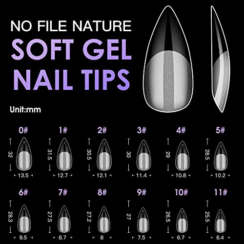 Medium Stiletto Gel Nail Tips - 120 PCS Full Cover Matte