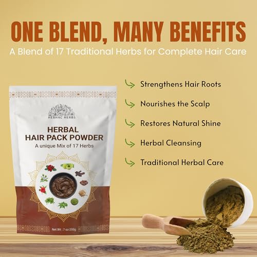 Hebhac Herbs 17-Herb Hair Growth Powder - Natural Hair Care Mask (7 oz)