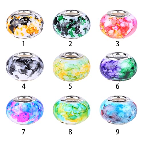 100 Mixed Color 14mm European Large Hole Spacer Beads for Jewelry Making