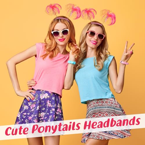 Jexine Pink Pompom Headband - 12 Pcs Hair Tinsel Accessories