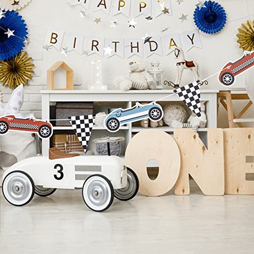 Retro Race Car Birthday Banner - Racing Party Decoration