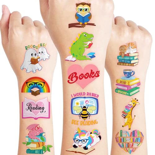120 PCS Reading Themed Temporary Tattoos for Kids - 91TATTOOS, 120 PCS Book Tattoos