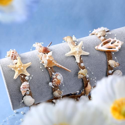 Seashell Crown Mermaid Headpiece with Starfish - Handmade Pearl Shell Crown for Beach Wedding (Variation: Starfish)