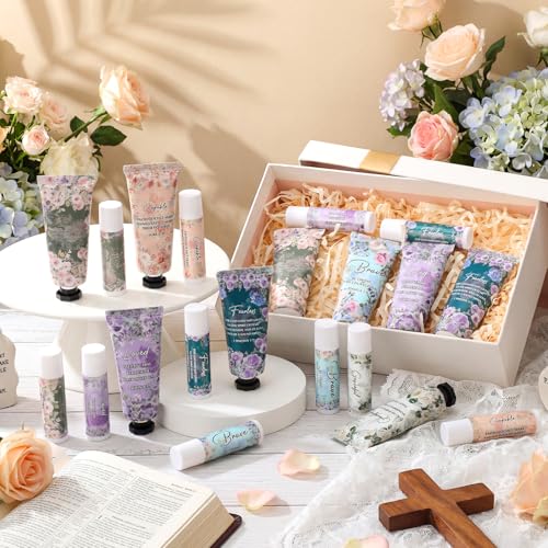 Loopeer Christian Hand Cream & Lip Balm Gift Set - 18 Sets, Bible Verses