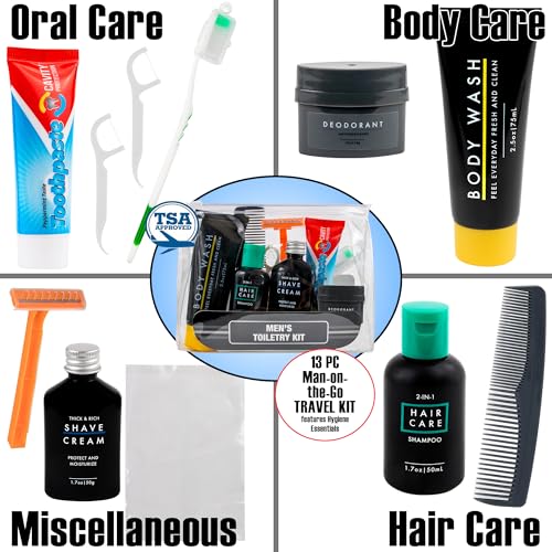 Trail Maker Men’s Travel Toiletry Kit, 13-Piece TSA Compliant Grooming Set